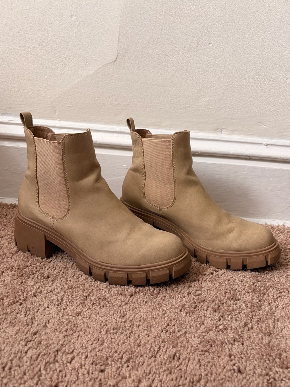 Tan Chelsea Lug Ankle Boots